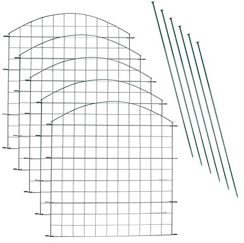 Tubiaz 10x Teichzaun Gartenzaun Komplettset - Gartenzaun Metall 22 Zaunelemente - Zaun für den Garten, Gitterzaun Set Zaun Garten - Zaun für Hunde (10x Oberbogen, Grün)