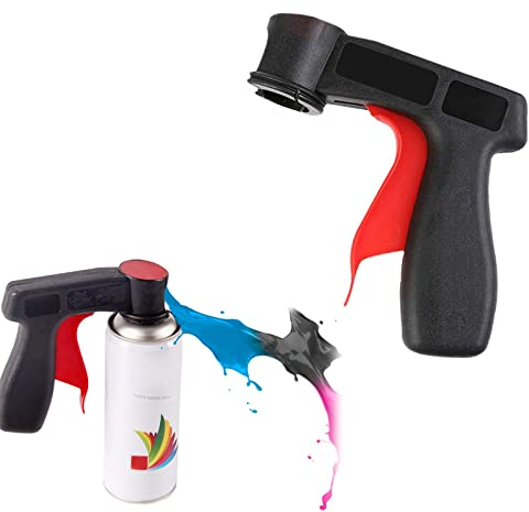 Cerioll Universal Pistolengriff, Sprühgriff, Schwarz, Silber, Polyethylen (PE), Handgerät, Spraydosengriff, Pistolengriff für Sprühdosen, Spraydosen Handgriff Halter Griff, 2076912031