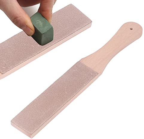 Double Sided Leather Strop Kit, Knife Strop Leather Knife Stropping Block for Woodworking Sharpening Honing Knives Sharpening Polishing(#01)