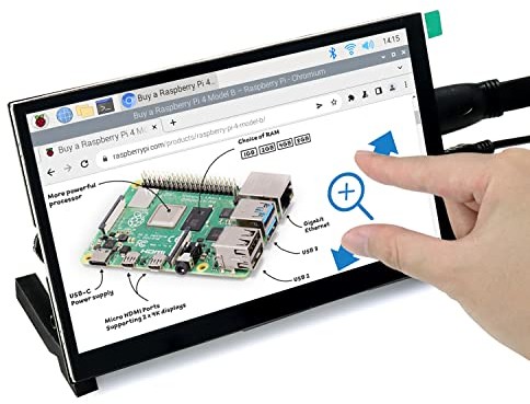Freenove 7 Inch HDMI Touchscreen Monitor with Speaker for Raspberry Pi 5 4 Jetson Nano PC (No Shell), 1024x600 Pixel IPS Display, 5-Point Touch Capacitive Screen