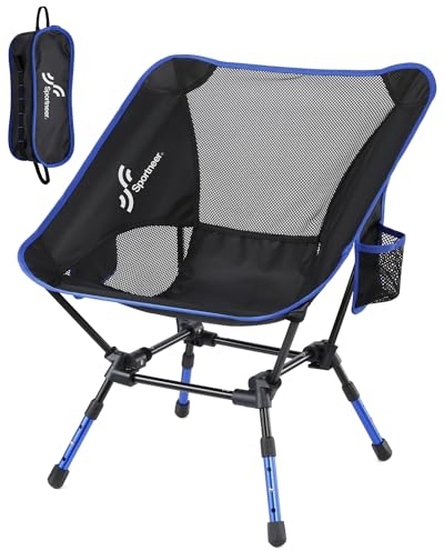 Sportneer Tragbarer Stuhl, verstellbare Höhe, Klappstühle für draußen, kompakter Campingstuhl für Erwachsene, Camping, Rucksackreisen, Wandern, Picknick, Rasen, Sport, Outdoor-Reisen