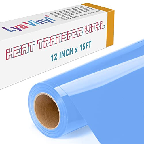 Lya Vinyl 15FT Heat Transfer Vinyl, Sky Blue Iron on Vinyl Roll for Cricut, Silhouette Cameo, Sky Blue HTV Vinyl for DIY Fabric, Clothes, Bags, and Other Textiles