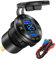 Toma USB 12V/24V Quick Charge 3.0 Dual USB Cargador de Coche con voltímetro Azul, Cargador U-S-B mechero de Aluminio Impermeable DIY Kit para el Coche Marina Motocicleta RV Barco Golf Cart, etc.