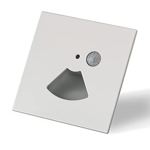 INNOVATE LED Einbaustrahler 230V mit Bewegungsmelder Licht [Colour Switch Weiß] Wandleuchte Innen LED Strahler I Lampe mit Bewegungsmelder Innen Indirekte Beleuchtung (Eckig - Auslass Kegel)