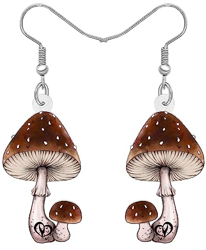 WEVENI Niedliche Pilz-Ohrringe aus Acryl, baumelnd, Modeschmuck für Frauen und Mädchen, Party-Geschenke, Acryl Edelstahl, Kein Edelstein