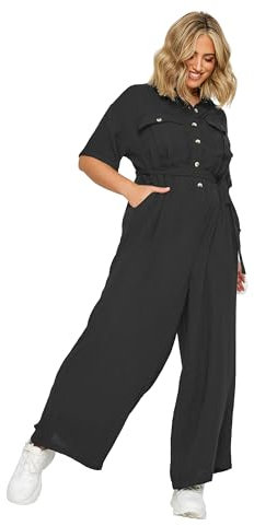 Yours Curve Button Front Jumpsuit - Women's - Plus Size Curve Black