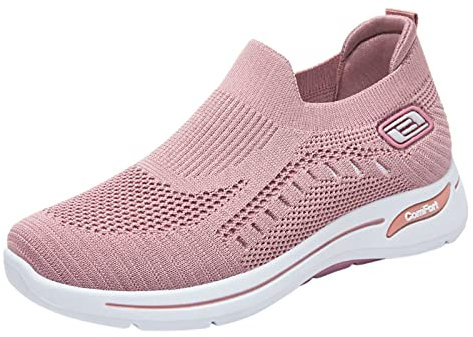 Generisch Sneaker da donna, comode memory foam, ortopediche, scarpe sportive leggere, in rete, estive, ortopediche, slip-on, eleganti, senza lacci, scarpe estive, rosa., 37 EU