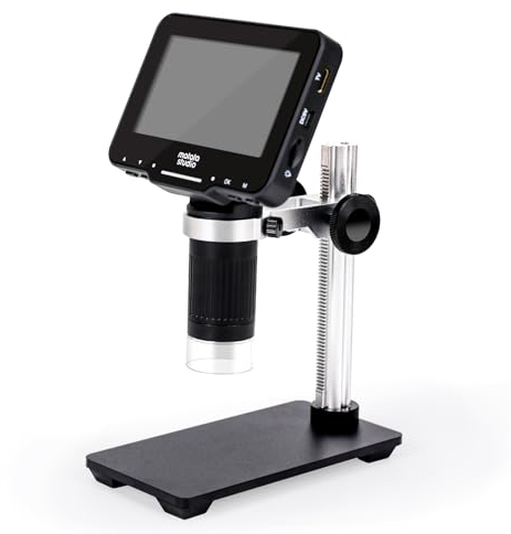 Matatastudio 40x-400x Digital Mikroskop M2B mit 4,3 1080P IPS Bildschirm, Digitale Vergrößerung unterstützt bis zu 1000x, unterstützt HDMI, Foto und Video, mit 8-LED, 32G TF für Kinder/Erwachsene