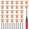 LEXININ 30 Pcs 35 x 25mm Wooden Door Mushroom Knobs, Round Wooden Drawer Handles, Wood Cupboard Knobs with Screws and Mini Screwdriver