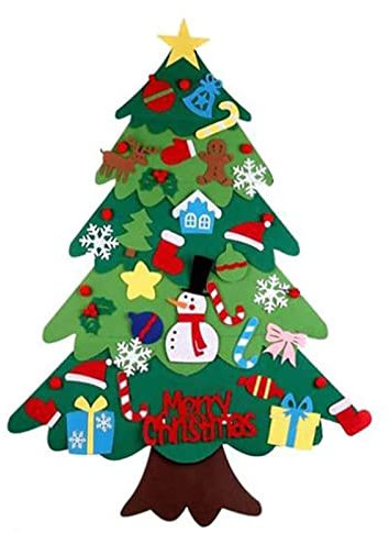 Imtrub Ensemble de Sapin de Noël en Feutre | Arbre de Noël Montessori | Sapin de Noël avec kit de décorations de Noël détachables 21
