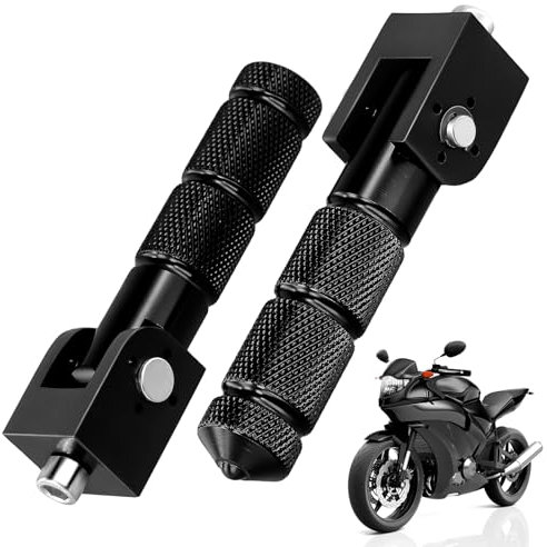 Repose Pieds de Moto, Repose-Pieds pour Moto, Pédales de Moto, Paire de Moto Repose en Aluminium, 90°pliable,Pieds Moto Universel Compatible avec 8mm Verrouiller