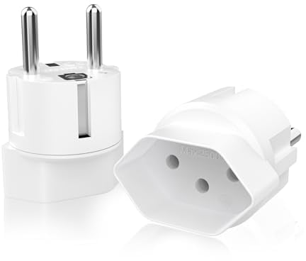 2 Stück Schweiz auf Deutschland Reiseadapter, Reisestecker Steckdosenadapter, Typ J zu Schuko EU Steckdose,für Deutschland, Frankreich Reiseadapter, Weiß