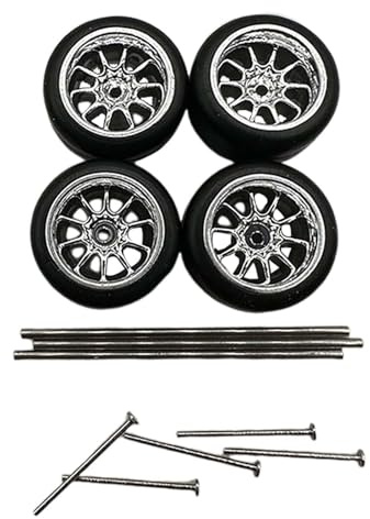 4 Stück RC-Autoräder und -Reifen RC-Reifen mit Felge RC-Legierungsautozubehör für den Maßstab 1:64, Argent-Stil A