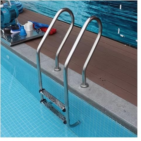 XPLKQXE 2/3 Stufen-Edelstahl-Poolleiter, Oberirdische Poolleiter Im Pool Für Decks Für Oberirdische Pools Mit 31,5–39,4 Zoll/39,4–55,1 Zoll (Farbe : Silver-1.2mm, Größe : SF-215)