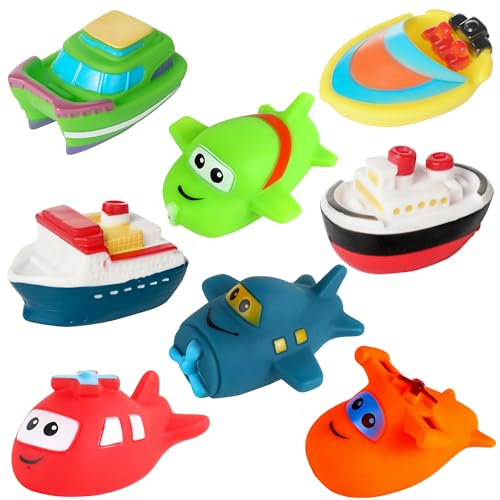 8 Stück Boote und Flugzeuge Baby Badezimmer Spielzeug Wasserspray Spielzeug Geeignet für Jungen Mädchen Baby Schwimmbad Spritzspielzeug Bad/Schwimmbad Badespielzeug