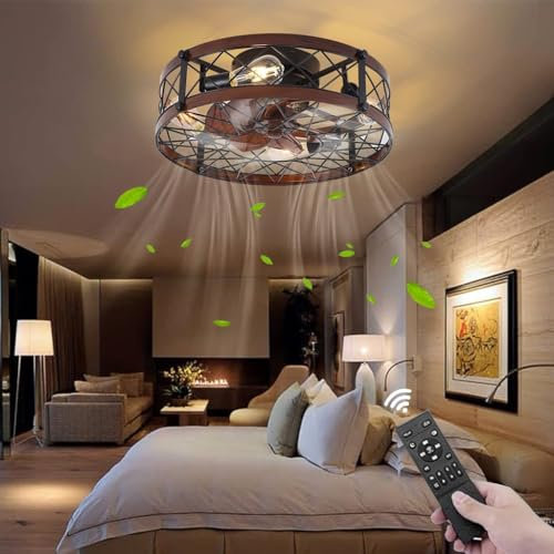 HEYUN Silencioso Ventilador De Techo Con Luz Retro Ventiladores Ventilador De Luz Con Función De Temporización Con Mando A Distancia 6 Velocidades Para Dormitorio Salón Etc