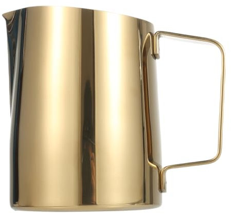 Dianoo Milk Frothing Pitcher With Handle, 500ml Stainless Steel Espresso Steaming Pitcher, Milk Frother Cup For Coffee Cappuccino Latte Art, Gold