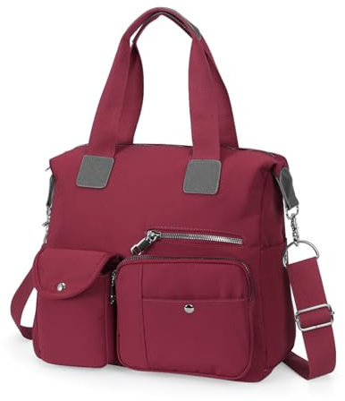 HAWEE Große Handtasche Damen Schultertasche mit Tragegriff Nylon Crossbody Bag Damen Sportlich mit Mehreren Taschen Frauen Tasche für Schule Büro Shopper Lehrer