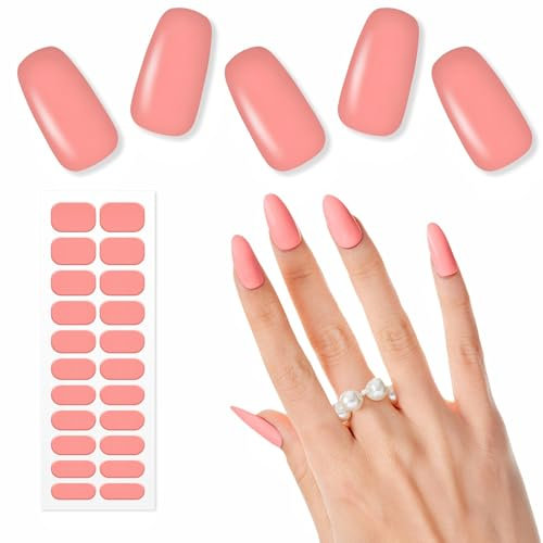 Gel Nail Stickers,Semi Cured Gel Nail Strips,Nail Wraps,Pink,Semi Cured Gel Nails,Gel Nail Strips,Nail Stickers Full Nail Wraps,Gel Nail Wraps,Stick On Gel Nails,Uv Nail Stickers,Nail Gel Stickers