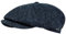 WEROR Schiebermütze Herren – Flatcap Schirmmütze Cap mit Schirm – Fischgrät - schwarzes Steppfutter - 100% Wolle - Herbst/Winter – WEROR-435.1 (61, Blau)