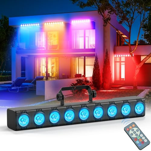 FODEXAZY 9x6W LED Bar Wallwasher mit Fernbedienung, RGBW 4-in-1 LED Discolicht Partylicht Bühnenlicht Lichteffekte Strobe Beleuchtung für DJ Party, 1 Stück