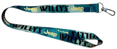 Jeep Willys Lanière avec logo camouflage vert – Fermoir mousqueton pivotant pour clés, porte-badge, porte-cartes et porte-clés 1,9 x 45,7 cm, vert, 3/4 x 18