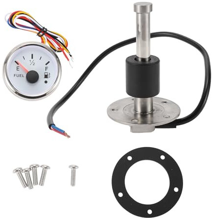 A ABSOPRO 100mm Fuel Sending Unit and Gauge Kit 3.9 Boat Fuel Tank Sending Unit Fuel Water Level Sensor and Fuel Gauge for Boat Car Truck RV