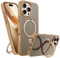GUAGUA Magnetisch Handyhülle für iPhone 16 Pro Max Hülle [Kompatibel mit MagSafe] mit Ring Ständer Stoßfest Schutzhülle Carbon Fiber Muster Case für iPhone 16 Pro Max (6,9'') Titan Wüstensand
