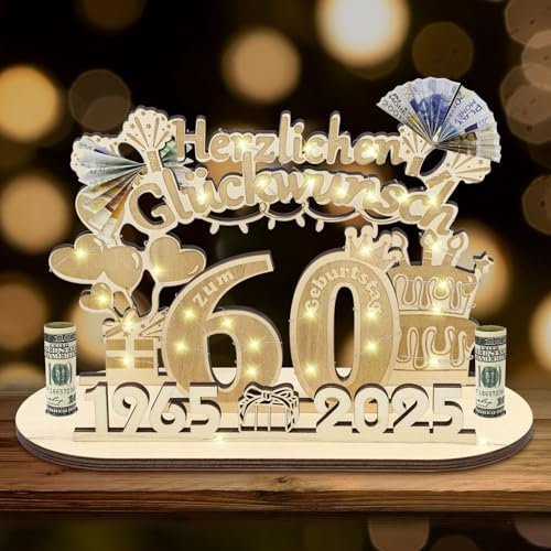 Herbst 60 Geburtstag Geldgeschenk, 2025 Holzschild 60. Geburtstag Frauen Männer, Personalisiertes Geschenke für 60 Jahre Geburtstag Deko (60)