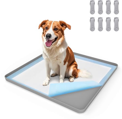 VavoPaw Pee Pad Holder for Dog, 24 × 24 Puppy Pad Holder with Clamps, Raised Edges Leak-proof Dogs Pad Holder, Waterproof Silicone Pee Pad Holder for Small Dogs, Easy to Clean Indoor Dog Pee Tray