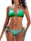 Vijamiy Bikinis Mujer Sexy Cuello en V Bañador 2 Piezas Cordón Ajustable Color Degradado Bikini Push Up Beach Swimwear(Degradado de Color Verde,M)