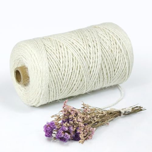 MDDK DY Spago di Juta Bianco 2mm x 200m – Corda Versatile per Decorazioni, Confezioni Regalo e Progetti Creativi Fai da Te