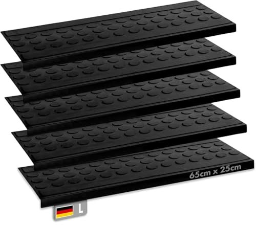 Stufenmatten aus Gummi mit Schrägkante, rutschfest, für Außen- und Innenbereich, 5 Stück, verschiedene Designs erhältlich (Coin 65x25cm#, 5 Stück)