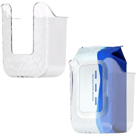 Lucywey Dispensador de Toallitas Húmedas Montado en Pared 2 Piezas Organizador con Almacenamiento Doble Soporte para Baño, Pared dispensador de pañuelos para Cocina, Dormitorio, hogar, baño