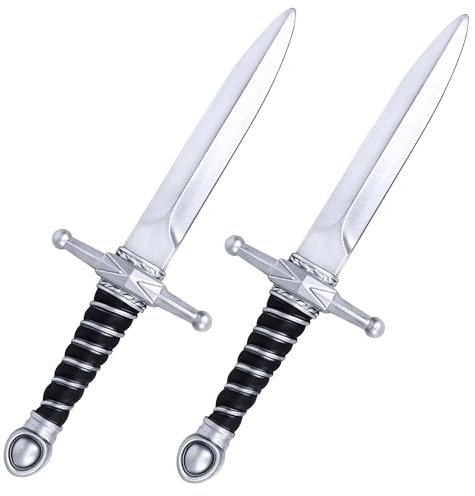 Amlisia 2 Packs Spielzeug Schwert, gefälschte Schwert Dolch Spielzeug Schaumstoff römischen Ritter für Spiel Assassinen Kostüm für Kinder Jungen für Halloween Cospaly