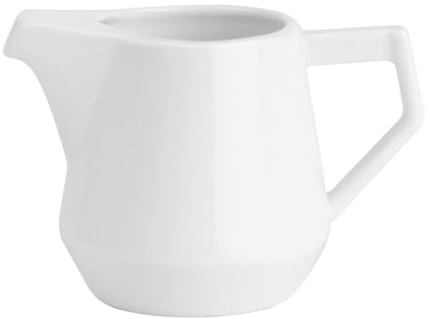 Olympia Whiteware Deco Jug 200ml, White Porcelain (Pack of 6) | Ergonomic handle and drip-free spout ensure mess-free pouring, built to withstand daily commercial hospitality use.