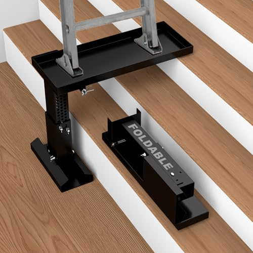 Foldable Heavy Duty Ladder Extender LA1-Adjustable Height 9.13-15, Ladder Leveler for Stair-Ladder Aide-Ladder Leveler for Extension Ladders with 20x7.5 Platform-Non-Slip Mat-Holds up to 880lbs