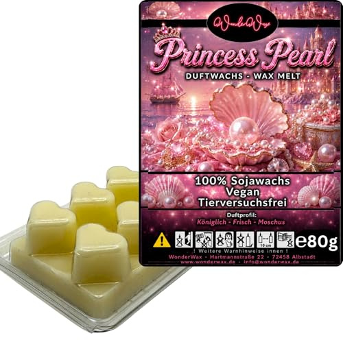 WonderWax® Duftriegel 6 x Duftwachs Herzen Weiß Princess Pearl | Farbe: Weiß | Raumduft für Duftlampen, Wax Melt, Sojawachs, Indoor Duftöl Wachs schmelzen für Aromalampe