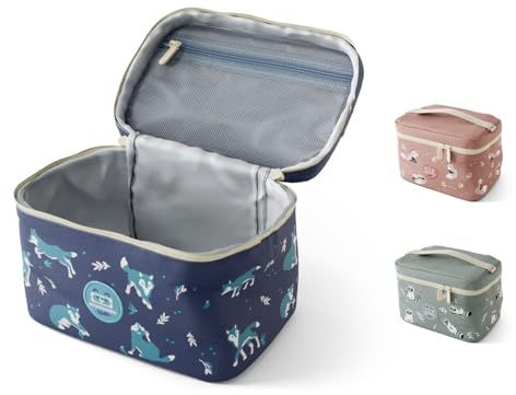 monbento - Kids Insulated Lunch Bag Frosty Blue Wolf - Personalised Cooler Bag to Transport Bento Box, Bottle, Meal Accessories & Snacks - Perfect for School/Picnic – 5 L Cute Tote for Children