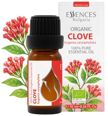 Aceite Esencial De Clavo Orgánico Essences Bulgaria 10 Ml | Eugenia Caryophyllata 100 % Puro Y Natural | Sin Diluir | Grado Terapéutico | Aromaterapia | Cosméticos | Cruelty-free