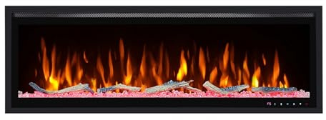 DUPI Chimenea Eléctrica 42 Nero Pro Lumina | 3 en 1 con Calefacción | Efecto Llama 3D Panorámica | 12 Colores Llama | Control Remoto | 106x43,5x15 cm (Negro, 42 Pulgadas)