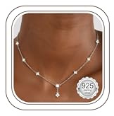 Finrezio Kette Silber 925 Damen Halskette Gold Silber mit Zirkonia Schmuck | Halskette Damen Gold/Silber Ketten 14K Goldkette Choker Kette Halskette Gold/Silber Geschenke Ketten für Frauen