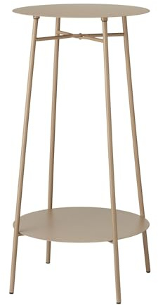 Beistelltisch aus Eisen, 2 Ebenen, Taupe, Ø35 x 60 cm