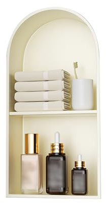 YWJFSA Niche Douche Encastrable en Acier Inoxydable à 2 Étages Niche Douche Encastrable pour Salle de Bains Articles de Toilette,Blanc