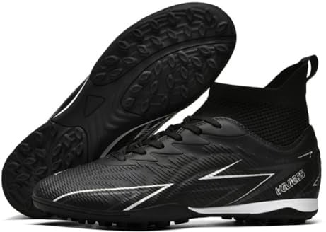 Unisex Soccer Cleats TF Indoor/Artificial Turf - Mid-Top Lace-Up Football Shoes with Lightweight Breathable Mesh, Anti-Slip Studs