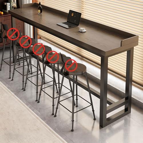Langer, Schmaler Bartisch, Massivholzplatte, Industrie-Bartisch FüR 2-3 Personen, Konsolentisch FüR Restaurants, CaféS, Kleine RäUme, Wohnzimmer, Eingangsb Gray - Single Layer with Panel 70.8*16*40in