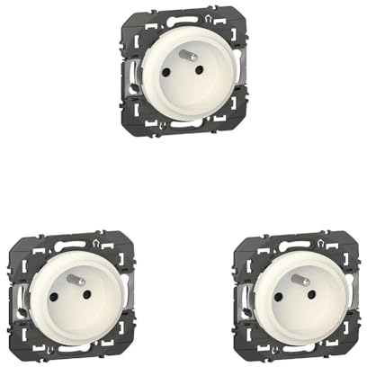 LEGRAND - Prise Electrique Murale 16A avec Terre dooxie EasyRéno - Prise 2P + T Faible Profondeur - Fabriqué En France - Blanc (Lot de 3)