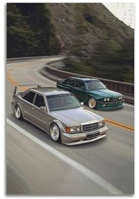OKNGB DTM Racing Poster 190E W201 Evo Vs E30 M3 Poster, dekoratives Gemälde, Leinwand, Wandposter und Kunstdruck, moderne Familienschlafzimmer-Dekoration, Poster, 50 x 75 cm