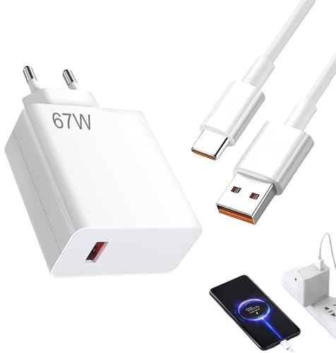 67W Turbo Chargeur Rapide avec Câble,pour Xiaomi 13 Lite/14/15/13 Pro/12T/12/11T/10T/14T, Chargeur Turbo avec 6A Câble USB C pour Redmi Note 14/13 5G/A5/A3/11 Pro+ 5G/11/10/11S/14C/13C