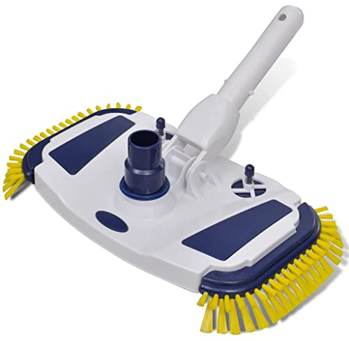 Mangloder Brosse d'aspiration de piscine en plastique durable 350 x 200 mm, raccord 32 38 mm, 7 brosses inférieures et 2 latérales de rechange pour piscine et spa avec tige télescopique
